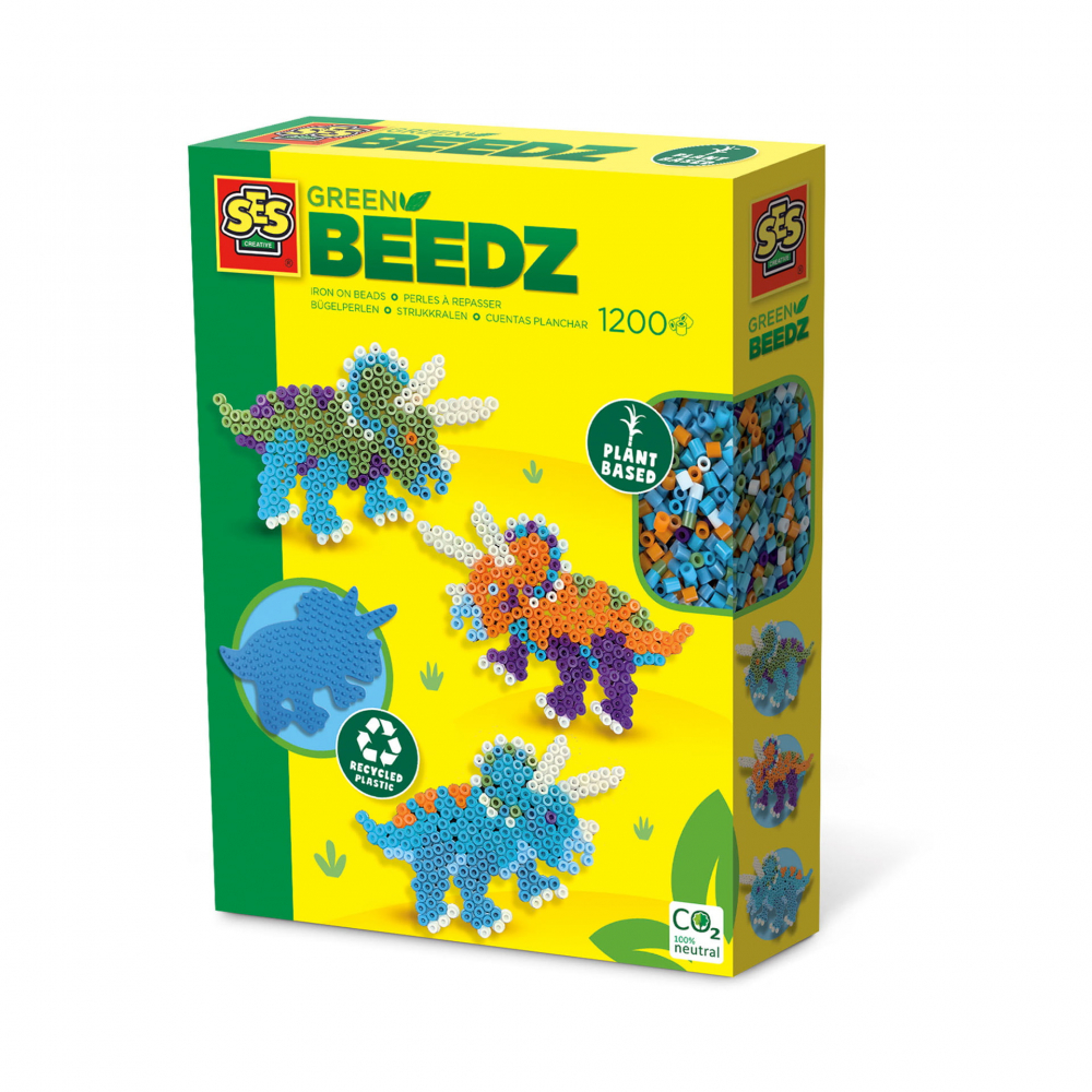 Set creativ Green Beedz , 1200 Margele de calcat Triceraptos,+5 ani