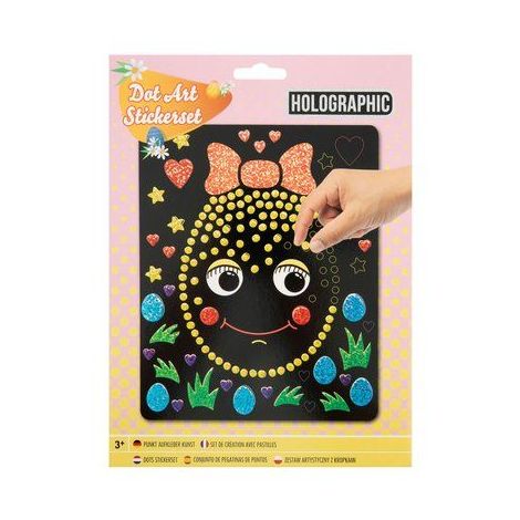 Set creativ Mozaic cu abtibilduri holografice, Dot Art, cu tematica Paste, pui - poza 1