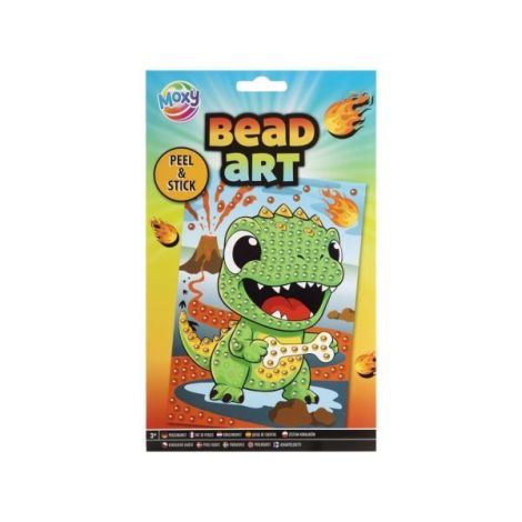 Set creativ, Mozaic cu margele Dezlipeste si lipeste, Bead Art, dinozaur, A5 - poza 1