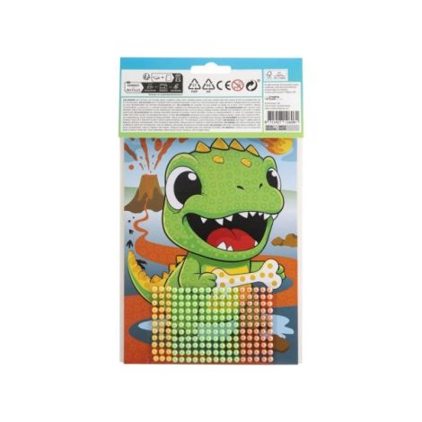 Set creativ, Mozaic cu margele Dezlipeste si lipeste, Bead Art, dinozaur, A5 - poza 2
