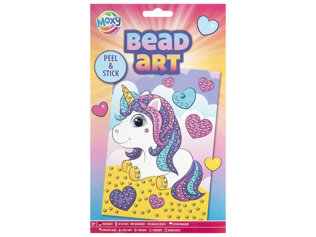 Set creativ, Mozaic cu margele Dezlipeste si lipeste, Bead Art, unicorn, A5