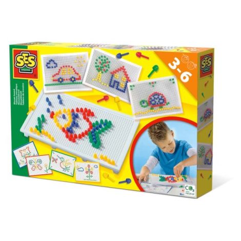 Set creativ mozaic - Tabla de jucarie mozaic cu pini colorati - poza 1