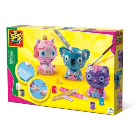 Set creativ mulaj si pictura - Animale cu glitter - poza 1