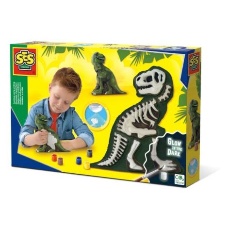 Set creativ mulaj si pictura - T-rex cu schelet fotoluminescent - poza 1