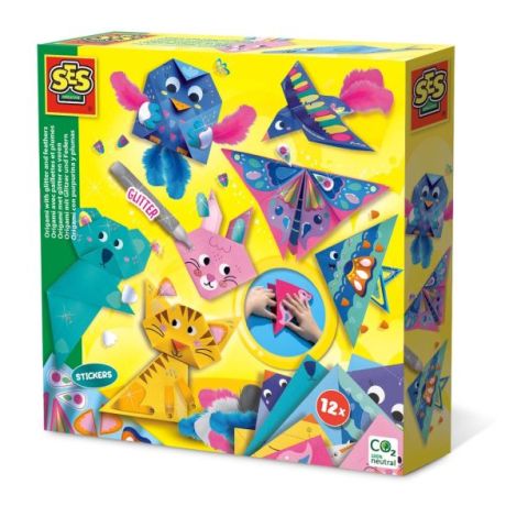 Set creativ - Origami cu pene si sclipici - poza 1