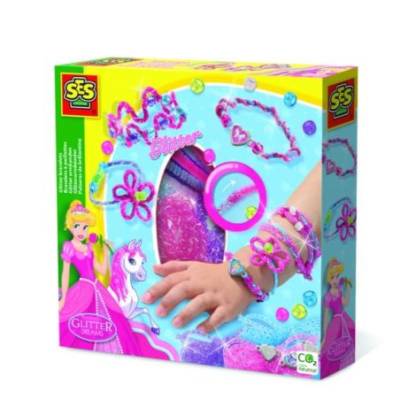 Set creativ pentru copii - Bratari cu margele, sclipici si accesorii decorative - poza 1