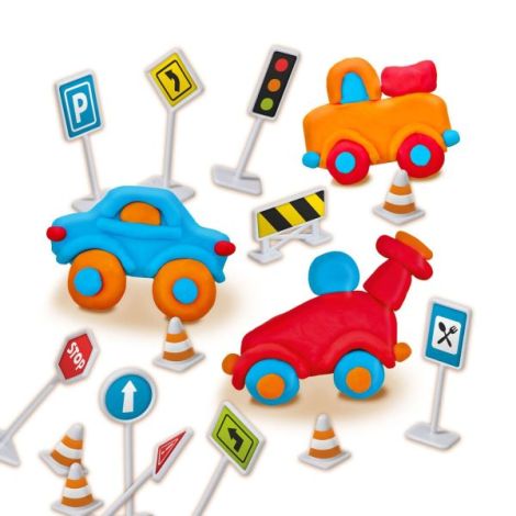 Set creativ pentru copii cu plastilina si semne de circulatie - poza 3