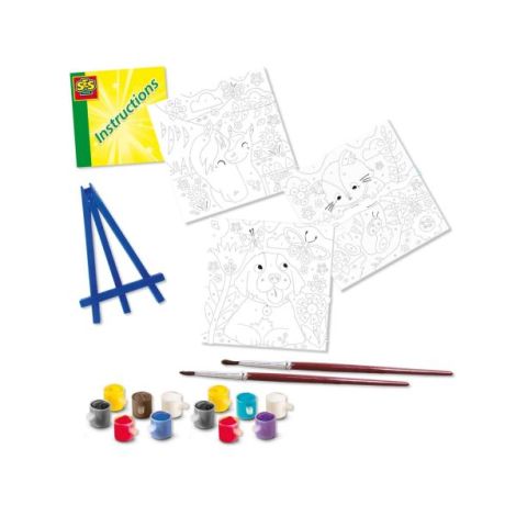 Set creativ - Pictura pe numere Animale de companie (3 panze) - poza 2