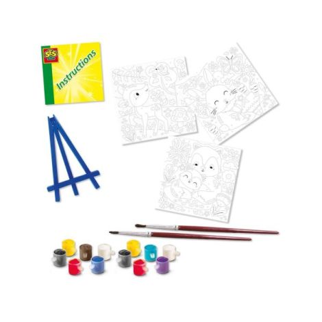 Set creativ - Pictura pe numere Animale din padure (3 panze) - poza 2