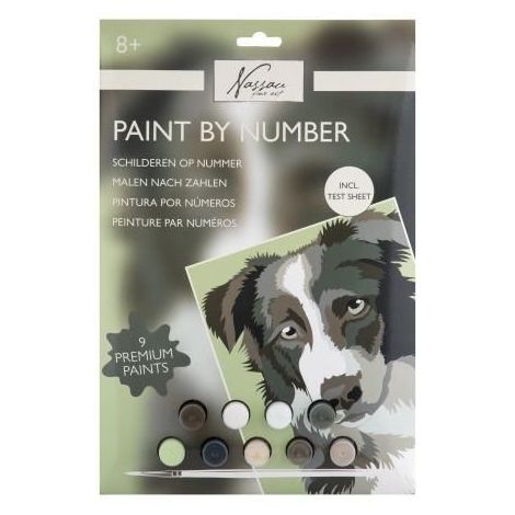Set creativ, Pictura pe numere cu 9 culori acrilice incluse, model catel, Nassau - poza 1