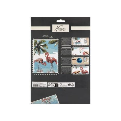 Set creativ, Pictura pe numere cu 9 culori acrilice incluse, model flamingo, Nassau - poza 2