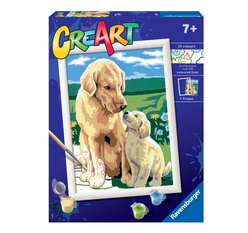 Set creativ Pictura pe numere Ravensburger CreArt Catel cu Pui - poza 1