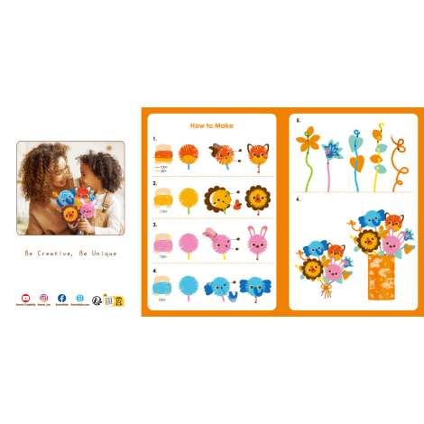 Set creativ Pom Pom - buchet animalute - poza 2
