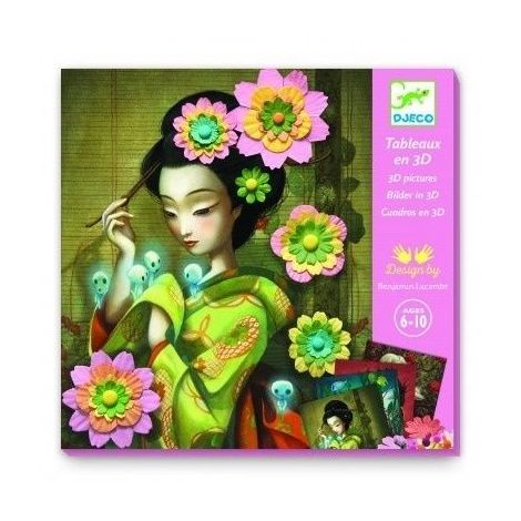Set creativ Portrete cu flori din hartie, Djeco - poza 1