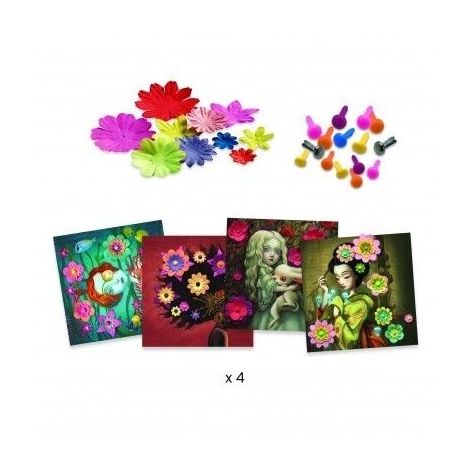 Set creativ Portrete cu flori din hartie, Djeco - poza 4