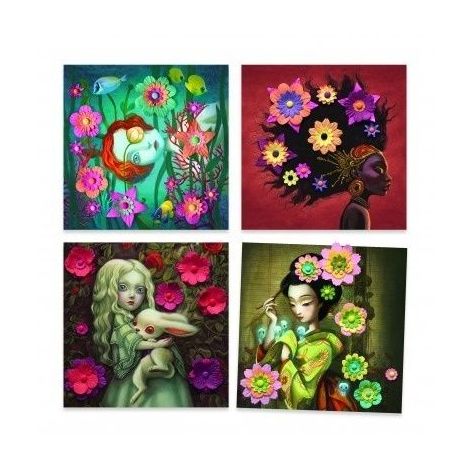Set creativ Portrete cu flori din hartie, Djeco - poza 5