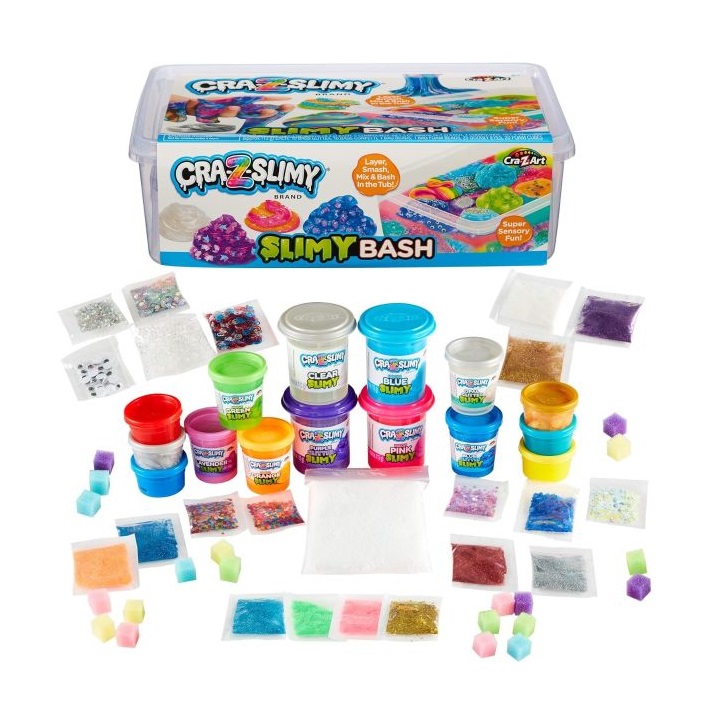 Set creativ Slime in recipient cu capac CrazArt Cra-Z-Slimy Slimy Bash 79558 - poza 1
