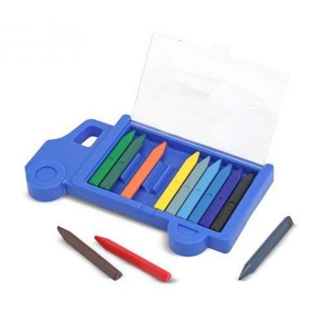 Set creioane colorate triunghiulare Truck Melissa and Doug 12 buc - poza 1