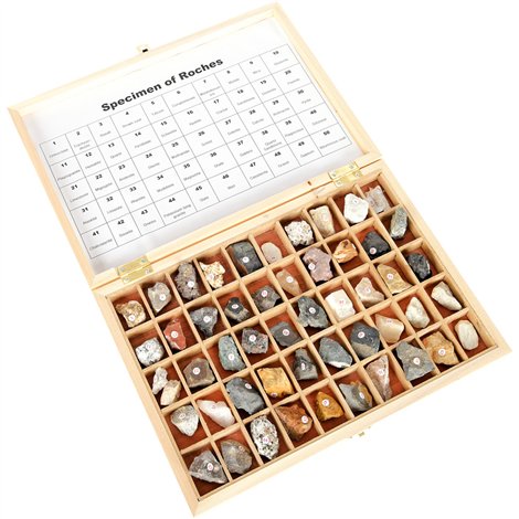 Set cu 56 mostre de roci si minerale, geologie, pentru uz didactic - poza 1