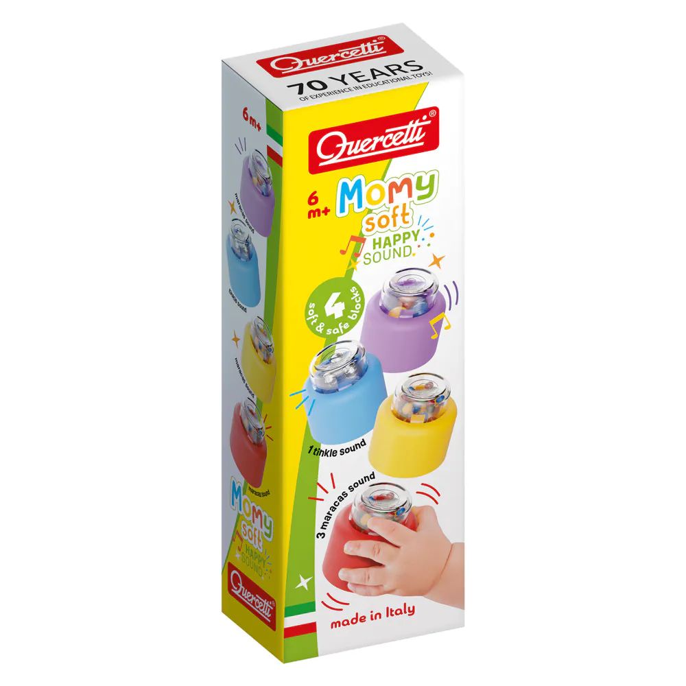 Set cuburi cu bile zornaitoare Quercetti Momy Soft Happy Sound 4 piese - poza 2