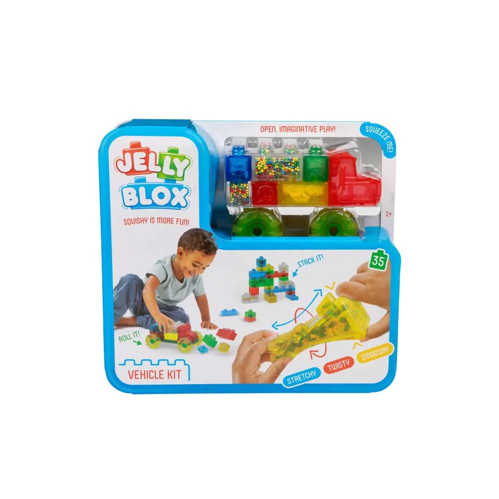 Set cuburi elastice de constructie Jelly Box Camioane 35 piese - poza 4