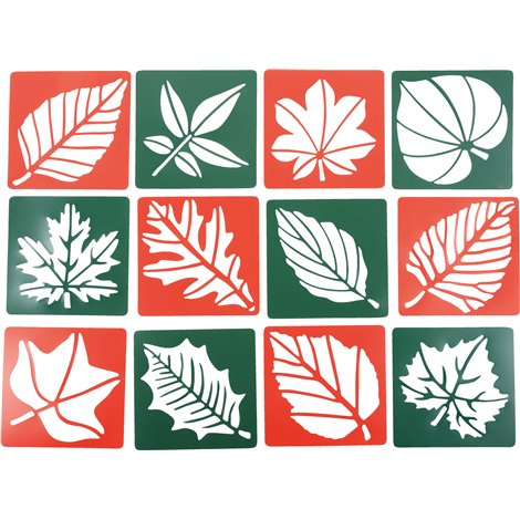 Set de 12 sabloane Frunze, 20 x 20 cm, ideal gradinite si scoli - poza 1