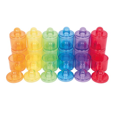 Set de 18 cutiute colorate cu capac, translucide, pentru activitati senzoriale - poza 1