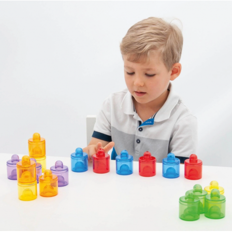 Set de 18 cutiute colorate cu capac, translucide, pentru activitati senzoriale - poza 2