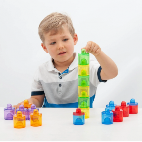 Set de 18 cutiute colorate cu capac, translucide, pentru activitati senzoriale - poza 3