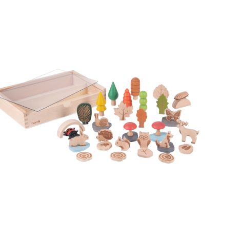 Set de 37 figurine din lemn pentru activitati educative Padurea - poza 1