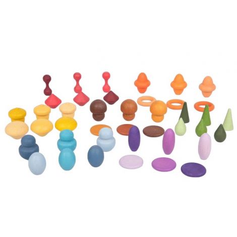 Set de 42 forme din lemn colorate pentru activitati educative Comorile Padurii - poza 1