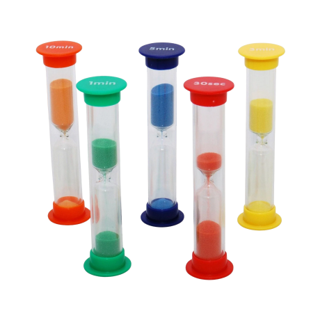 Set de 5 miniclepsidre cu nisip colorat si cronometrare diferita - poza 1