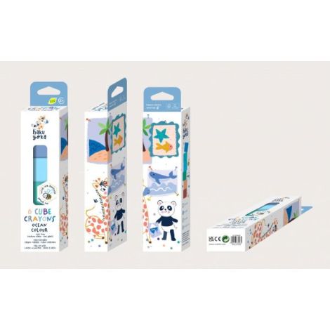 Set de 6 creioane cerate in forma de cub, Haku Yoka - culori ocean - poza 4