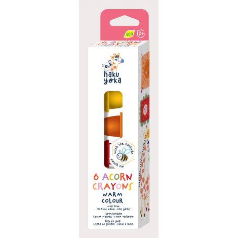 Set de 6 creioane cerate in forma de ghinda, Haku Yoka - culori calde - poza 1