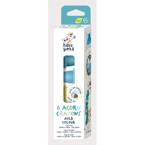Set de 6 creioane cerate in forma de ghinda, Haku Yoka - culori reci - poza 1