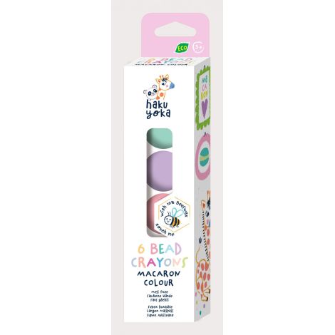 Set de 6 creioane cerate in forma de margele, Haku Yoka - culori Macarons - poza 1