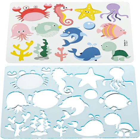 Set de 6 sabloane cu animale, 27 x 19 cm, ideal gradinite si scoli - poza 1