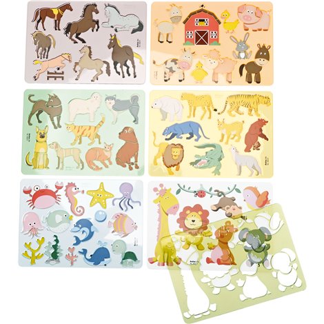 Set de 6 sabloane cu animale, 27 x 19 cm, ideal gradinite si scoli - poza 2