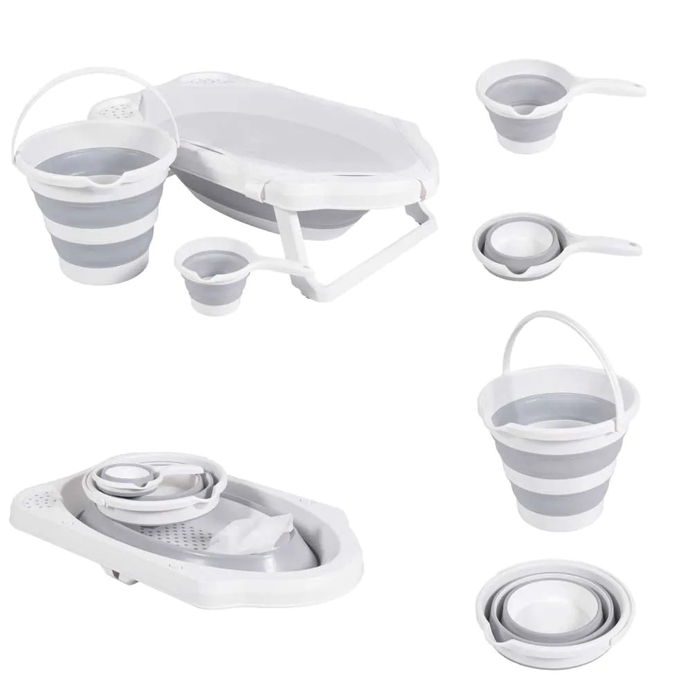 Set de baie cu cadita 3 in 1 pliabil Cangaroo Hawaii 80 x 48 x 24 cm Gri - poza 1