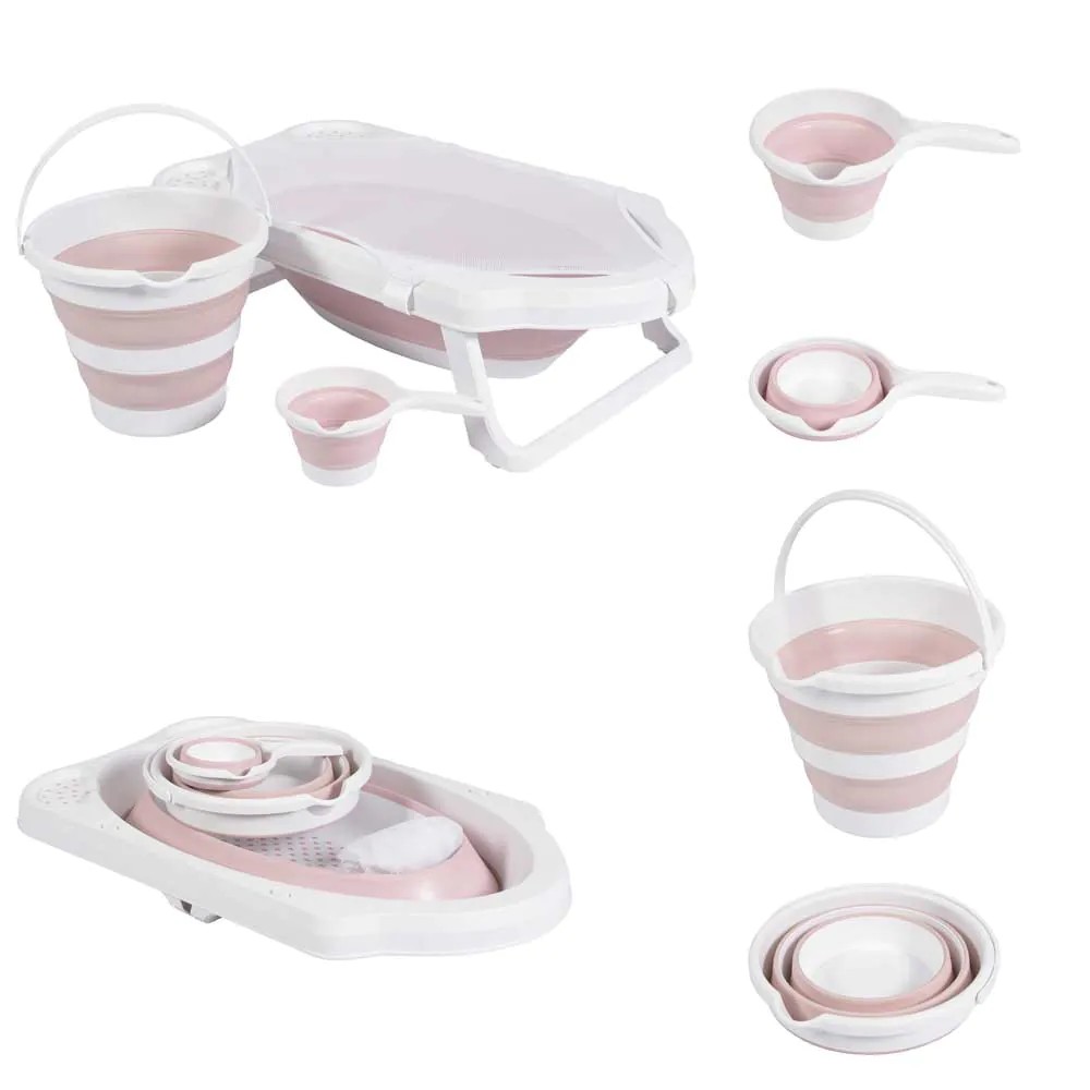 Set de baie cu cadita 3 in 1 pliabil Cangaroo Hawaii 80 x 48 x 24 cm Roz - poza 1