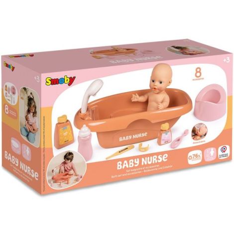 Set de baie pentru papusa Smoby Baby Nurse Bath cu 8 accesorii - poza 5