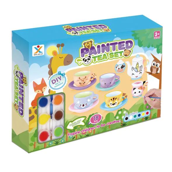Set de ceai ceramic de pictat Tea Set Animals 18 piese - poza 1