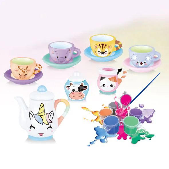 Set de ceai ceramic de pictat Tea Set Animals 18 piese - poza 2