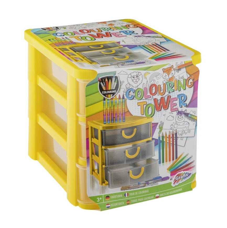 Set de colorat cu suport cu 3 sertare Grafix - poza 1