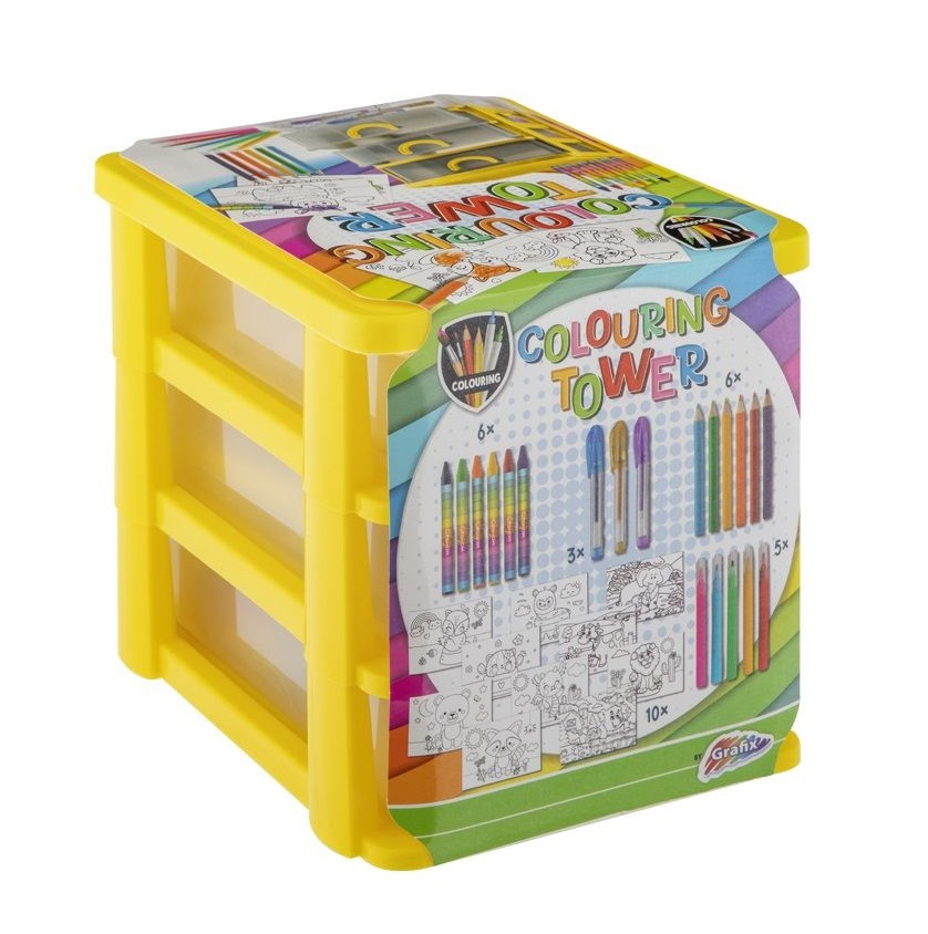 Set de colorat cu suport cu 3 sertare Grafix - poza 3