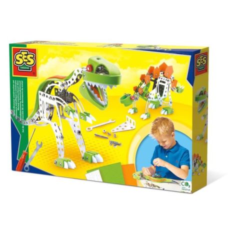 Set de constructie copii - Dinozauri din metal T-rex si Stegosaurus - poza 1