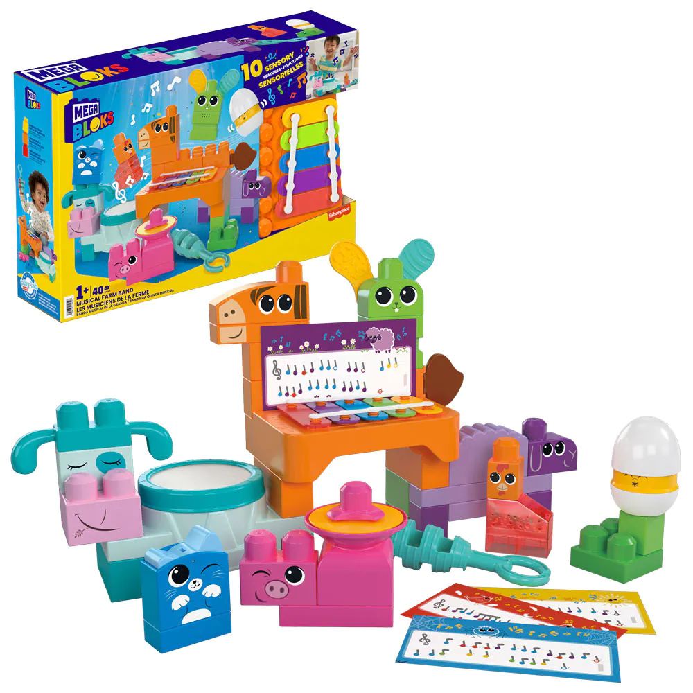 Set de constructie cu animale de ferma muzicale Mega Blocks Musical Farm Band - poza 1