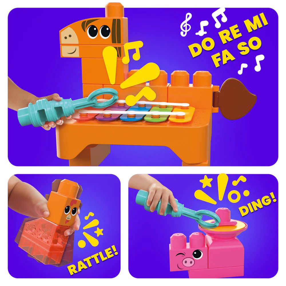 Set de constructie cu animale de ferma muzicale Mega Blocks Musical Farm Band - poza 2
