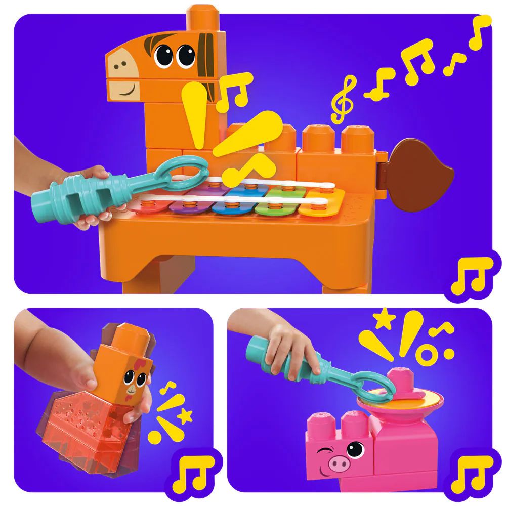 Set de constructie cu animale de ferma muzicale Mega Blocks Musical Farm Band - poza 3