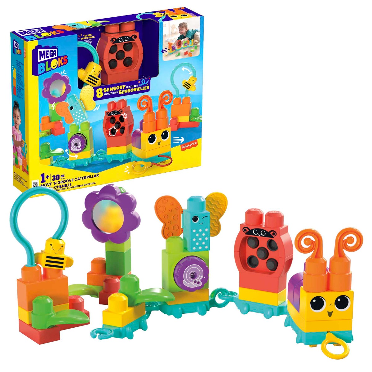 Set de constructie incepatori Mega Bloks Move N Groove Caterpillar 30 piese - poza 1